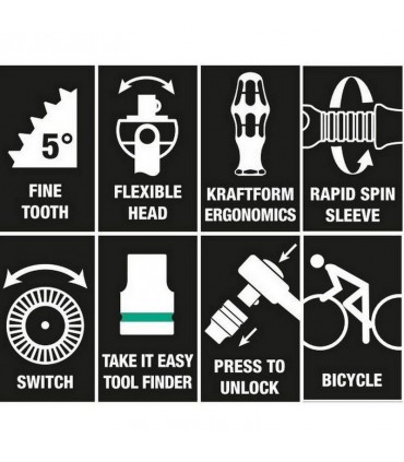 Wera 8100 SB2 Zyklop Speed 3/8" Cırcır Lokma Bits Seti 05004175001