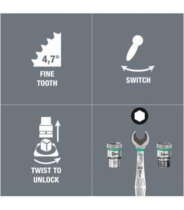 Wera 8100 SA8 Zyklop Metal Cırcır 1/4" Lokma Bits Seti 05004018001