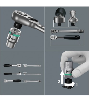 Wera 8100 SA12 HF Zyklop Metal Cırcır 1/4" Lokma Seti 05003756001