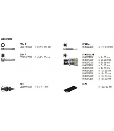 Wera 8100 SA12 HF Zyklop Metal Cırcır 1/4" Lokma Seti 05003756001