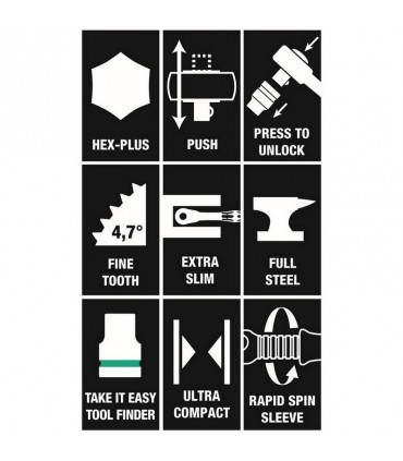 Wera 8100 SA10 Zyklop Metal Cırcır Lokma Bits Seti 1/4" Imperyal 05004020001