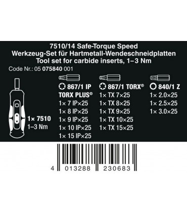 Wera 7510/14 Safe-Torque Speed 1-3Nm Tool Set 05075840001