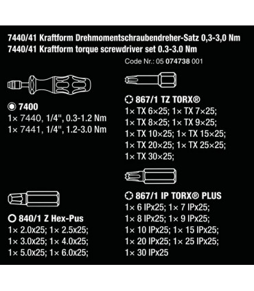 Wera 7440/41 0.3-3Nm İkili Torklu Tornavida Seti 05074738001