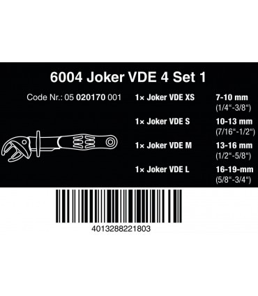 Wera 6004 Joker VDE Cırcırlı Kurbağacık Seti 4 Parça 05020170001