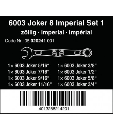 Wera 6003 Joker Yıldız Açık Ağız Kombine Anahtar Set 8P Emperyal 05020241001