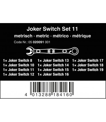 Wera 6001 Joker Switch Cırcırlı Yıldız Açık Ağız Kombine Anahtar Set 11P 05020091001