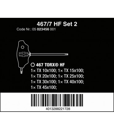 Wera 467/7 HF 2 Torx T Tornavida Set 7P 05023456001