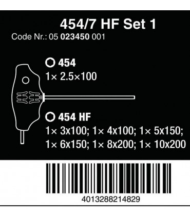 Wera 454 HF HexPlus T Tornavida Seti 7li 05023450001