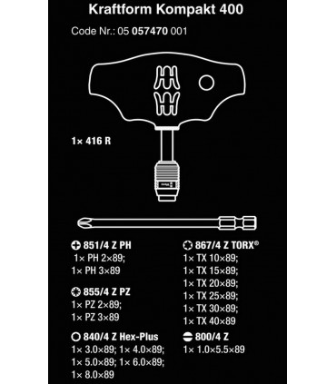 Wera 400 Tornavida Bits Seti Krafform Kompakt 05057470001