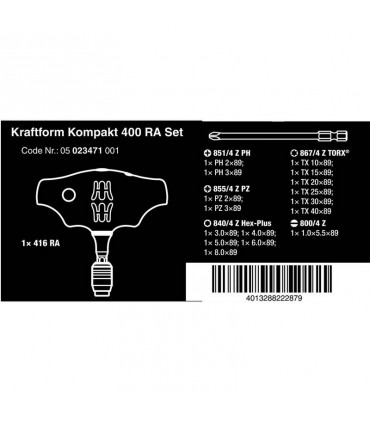 Wera 400 RA KF Kompakt Rapidaptor Cırcırlı T Tornavida Set 1 05023471001