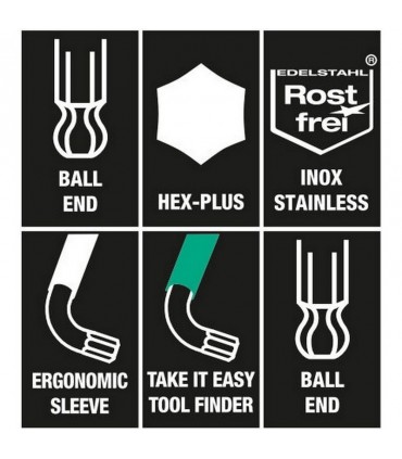 Wera 3950 SPKL Renkli Alyan Anahtar Topbaş Hexplus 8mm 05022667001