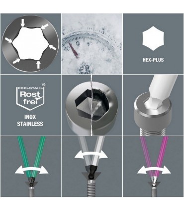 Wera 3950 SPKL Renkli Alyan Anahtar Topbaş HexPlus 7/32" 05022855001