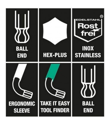 Wera 3950 SPKL Renkli Alyan Anahtar Topbaş HexPlus 5/32" 05022853001