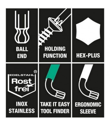 Wera 3950 SPKL HF Topbaş Renkli Allen Anahtar Hexplus 6mm 05022696001