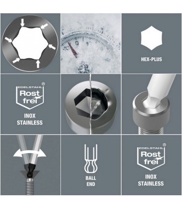 Wera 3950 PKL Alyan Anahtar Topbaş HexPlus 1,5mm 05022700001