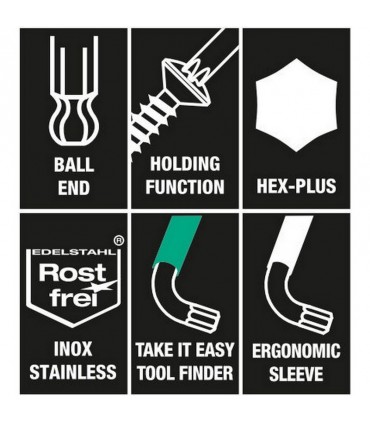 Wera 3950/9 SPKL HF HexPlus Topbaş Renkli Allen Anahtar Seti 05022699001