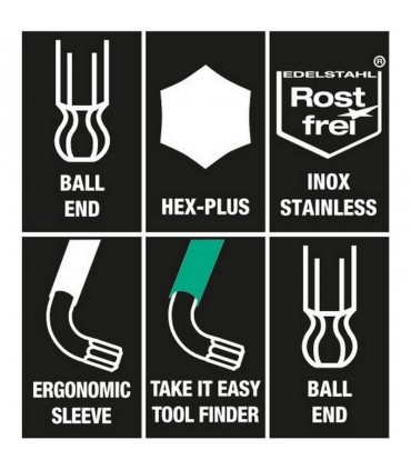 Wera 3950/9 PKL SB Hexplus Topbaş Alyan Anahtar Seti 1 05073544001