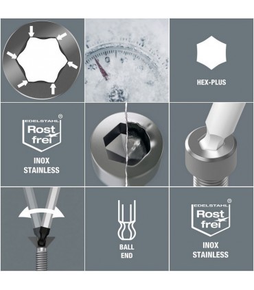 Wera 3950/9 PKL Hexplus Topbaş Alyan Anahtar Seti 1 05022720001