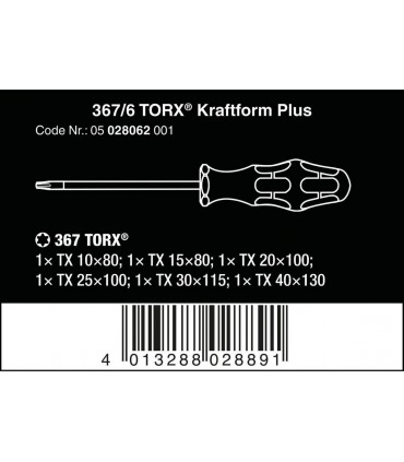 Wera 367/6 Torx Tornavida Seti 6lı 05028062001