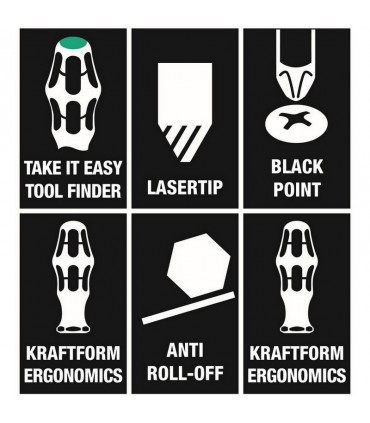 Wera 335/350/367/7 Düz Yıldız Pozidriv Torx Tornavida Set 7P 05320540001