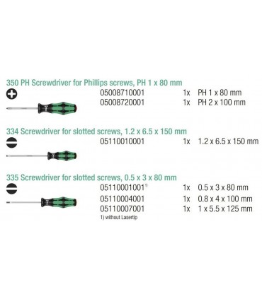 Wera 334/6 Lasertip Yıldız Düz Tornavida Set 6P 05105650001