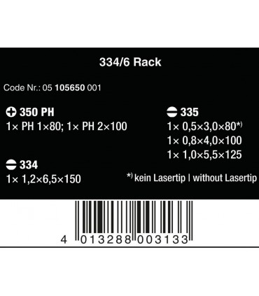 Wera 334/6 Lasertip Yıldız Düz Tornavida Set 6P 05105650001