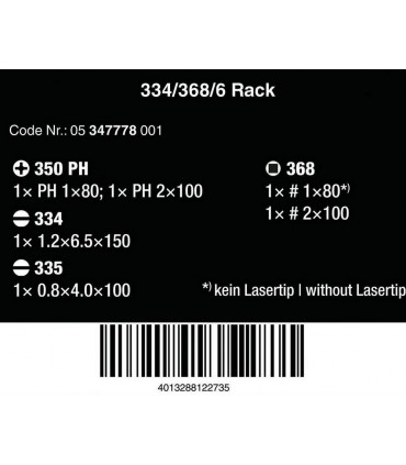 Wera 334/368/6 Raflı Tornavida Seti 6lı 05347778001