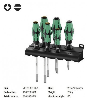 Wera 334 355 SK Lasertip Tornavida 6lı Seti 05007681001