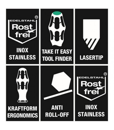 Wera 3334/6 Yıldız Düz Lasertip Tornavida Set 6P 05032060001