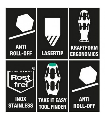 Wera 3334 3355 Paslanmaz Tornavida Set 6lı 05032061001
