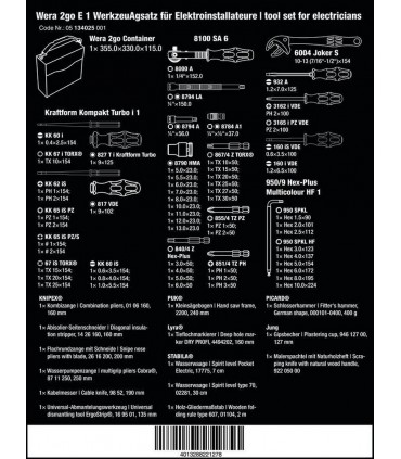 Wera 2go E1 Elektrikçi Alet Seti 05134025001