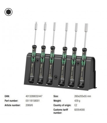 Wera 2069/6 Lokmabaş Elektronikçi Tornavida Seti 05118158001
