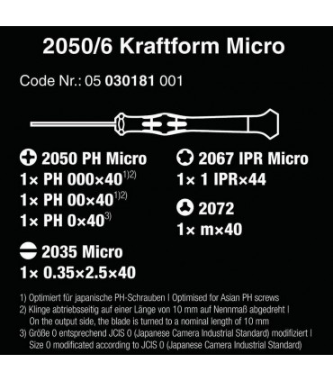 Wera 2050/6 Elektronikçi Mikro Tornavida Set 6lı 05030181001