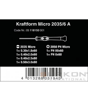 Wera 2035/6A Elektronikçi Mikro Tornavida Set 6lı 05118150001