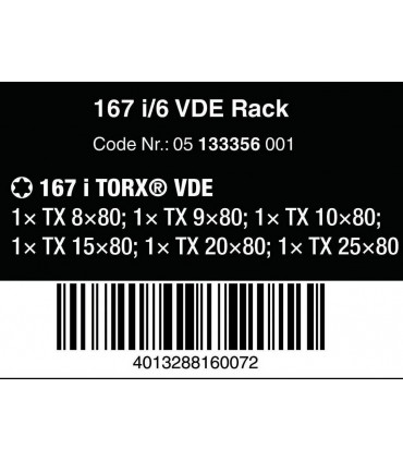 Wera 167 i/6 VDE Elektrikçi Torx Tornavida Seti 05133356001