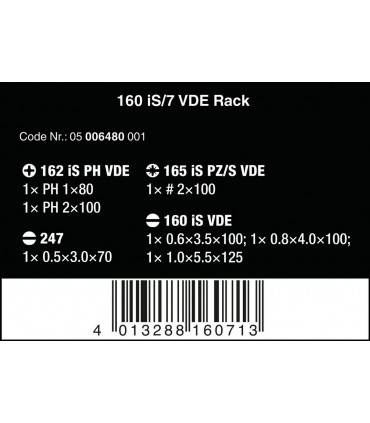 Wera 160 iS/7 KF Plus 100 VDE Elektrikçi Tornavida Seti 05006480001
