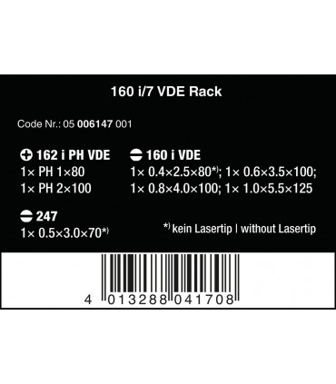 Wera 160 i/7 KF Plus 100 VDE Elektrikçi Tornavida Seti 05006147001