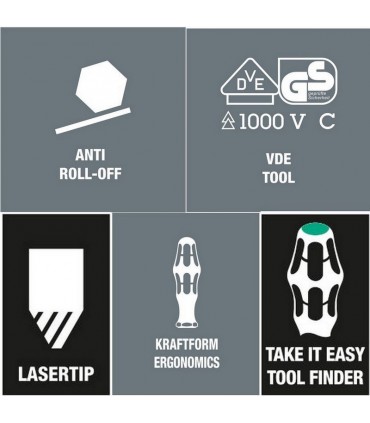 Wera 160 i/7 KF Plus 100 VDE Elektrikçi Tornavida Seti 05006147001