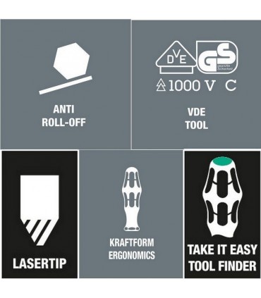 Wera 160i 162i 167i KF Plus 100 VDE Elektrikçi Tornavida Seti 9P 05133355001