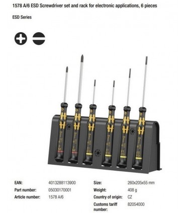 Wera 1578 A ESD Mikro Tornavida Yıldız Düz Set 6P 05030170001