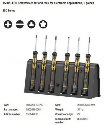Wera 1550 ESD Mikro Tornavida Set 6lı 05030180001
