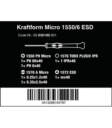 Wera 1550 ESD Mikro Tornavida Set 6lı 05030180001