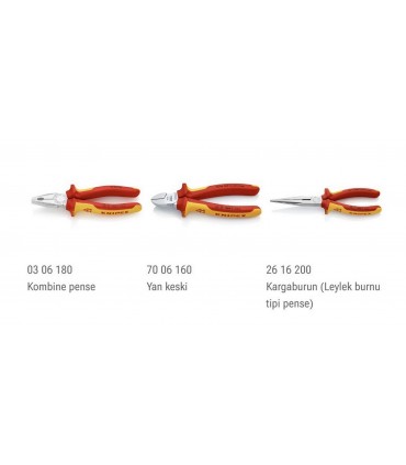 Knipex 00 20 12 VDE Pense Yankeski Kargaburun Seti 3P