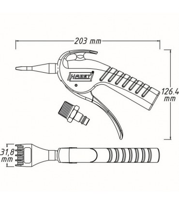Hazet 9040P-5 Basınçlı Hava Üfleme Tabancası Düz Geniş Burun