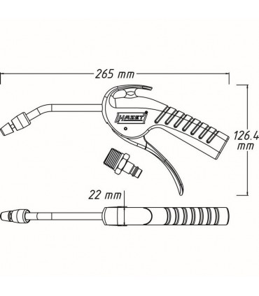 Hazet 9040P-4 Basınçlı Hava Üfleme Tabancası Eğik Boru 100mm