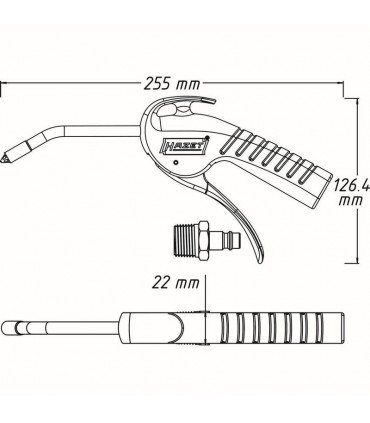 Hazet 9040P-3 Basınçlı Hava Sessiz Üfleme Tabancası Eğik Boru 100mm