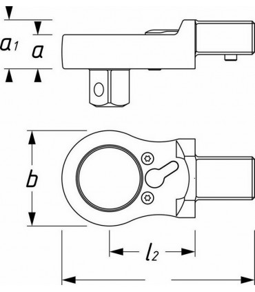 Hazet 6604-1 1/2" Kare 14X18mm Yön Mandallı Yassı Cırcır 40D