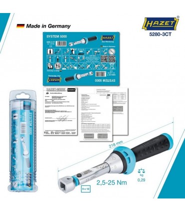 Hazet 5280-3CT 2.5-25Nm 9x12mm Değişken Uçlu Torkmetre ±%3