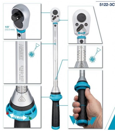 Hazet 5122-3ct 40-200Nm 1/2" Ayarlanabilir Torkmetre ±%3