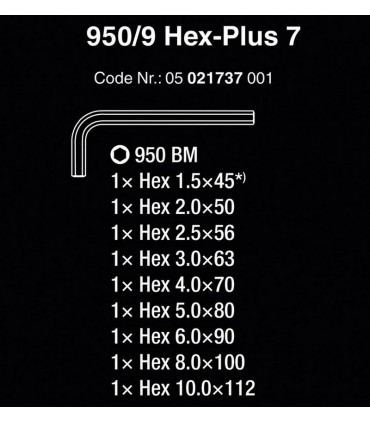 Wera 950/9 BM HexPlus 7 Blacklaser Alyan Anahtar Seti 05021737001